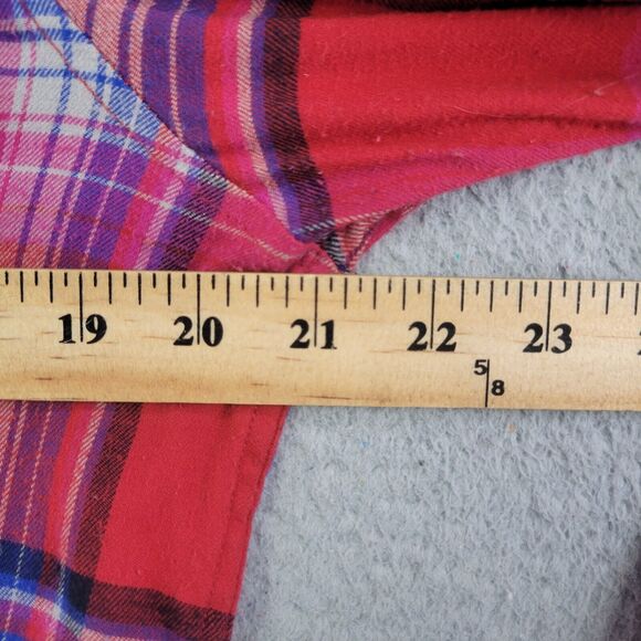 Orvis Flannel Shirt Womens S Red Plaid Oversized Light Button Up Outdoors - Picture 5 of 16